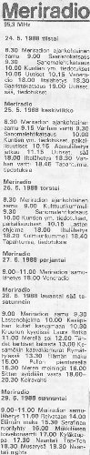 Meriradion ohjelmatiedot Turun Sanomissa 1988